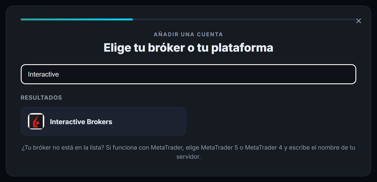 Asistente para añadir una cuenta: buscar Interactive Brokers
