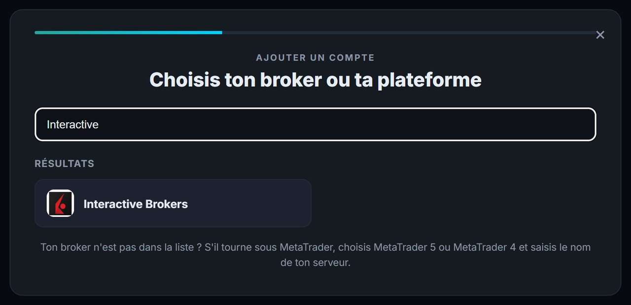 Assistant d'ajout de compte : rechercher Interactive Brokers