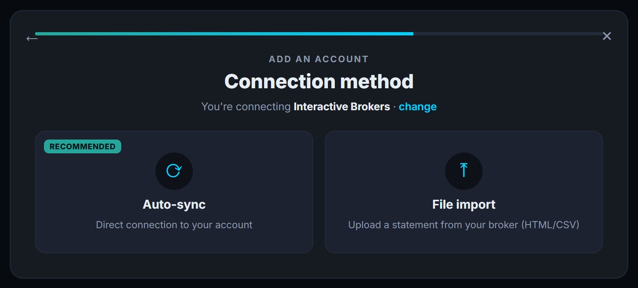 Escolha do método de conexão: Auto-sync ou importação de arquivo