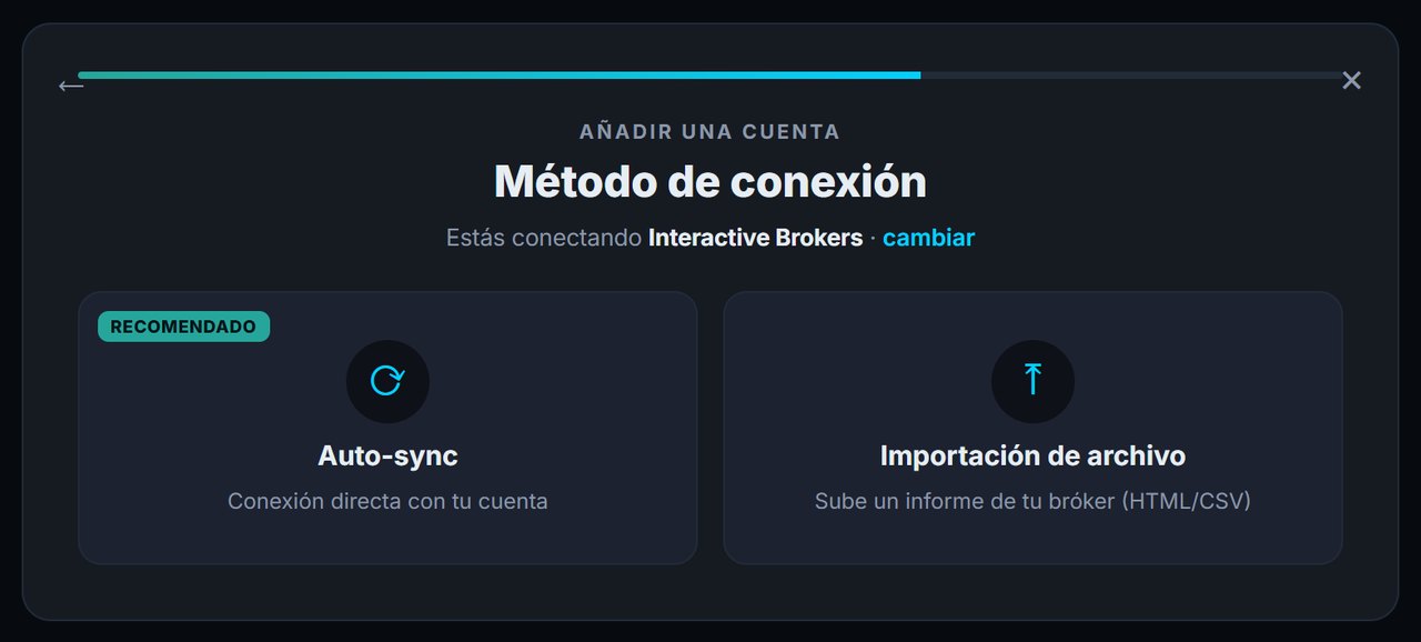 Elección del método de conexión: Auto-sync o importación de archivo