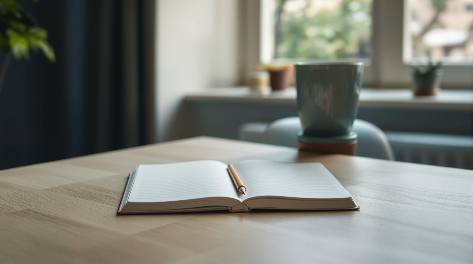 Un carnet ouvert et un crayon sur une table nue : la version gratuite du journal de trading