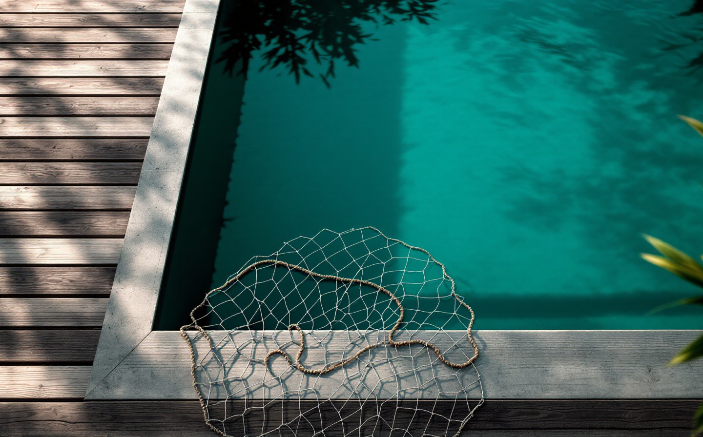 Una red sumergida bajo agua tranquila evoca los pools de liquidez ocultos del mercado.